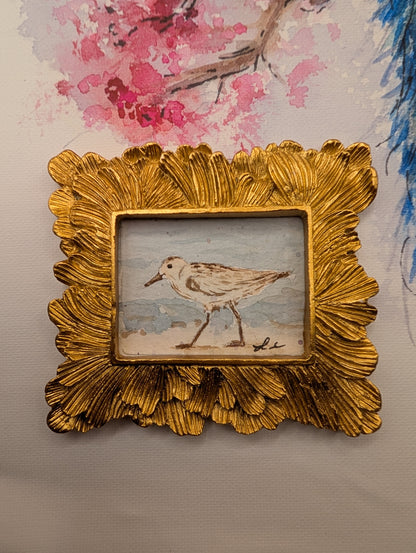Mini Sandpiper Painting - Original Watercolor Art by Lora Cavallin