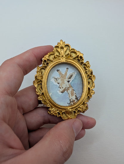 Mini Giraffe Painting - Original Watercolor Art by Lora Cavallin