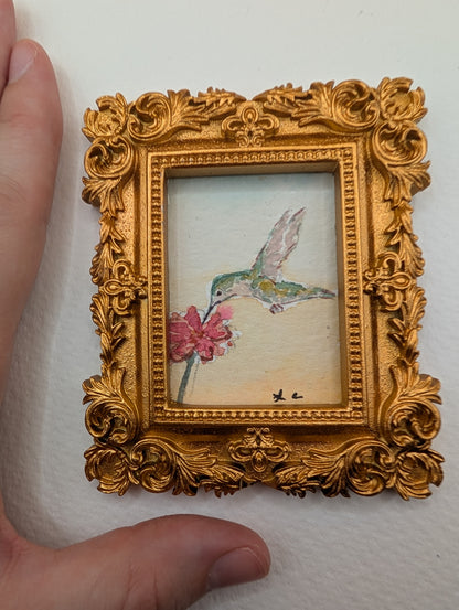 Mini Hummingbird Painting - Original Watercolor Art by Lora Cavallin