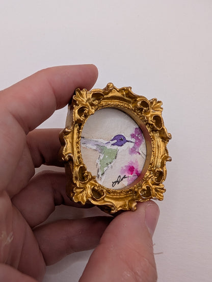 Mini Hummingbird Painting - Original Watercolor Art by Lora Cavallin