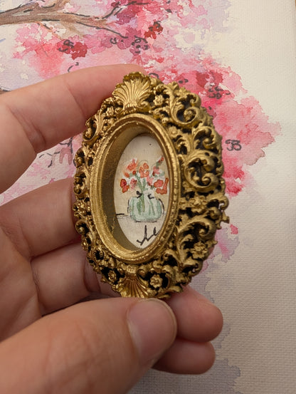 Mini Vase of Flowers Painting - Original Watercolor Art by Lora Cavallin