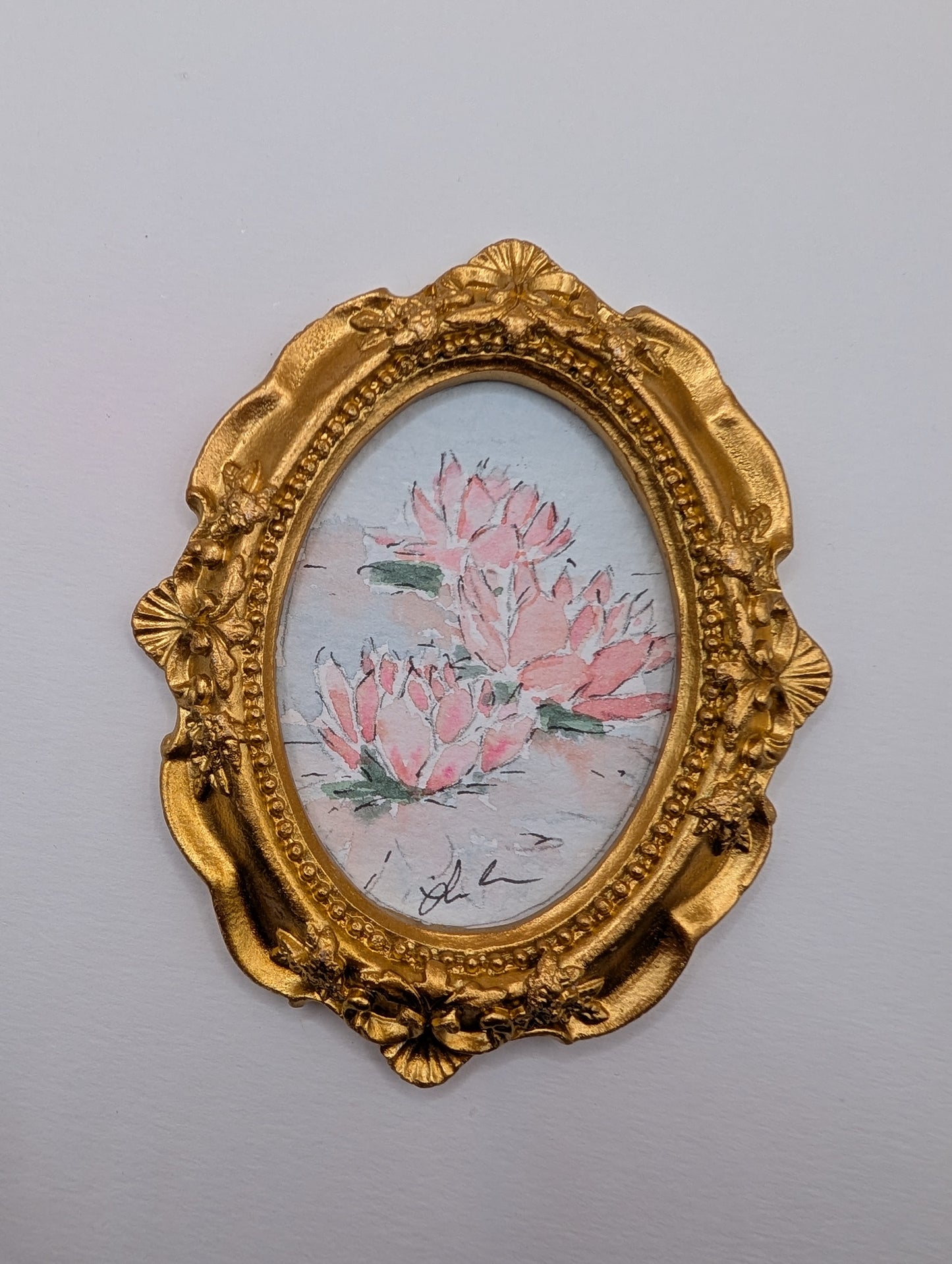 Mini Water Lily Painting - Original Watercolor Art by Lora Cavallin