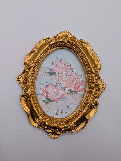Mini Water Lily Painting - Original Watercolor Art by Lora Cavallin