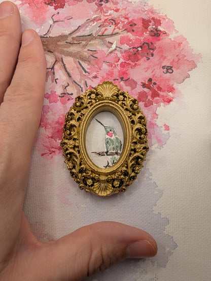 Mini Hummingbird Painting - Original Watercolor Art by Lora Cavallin