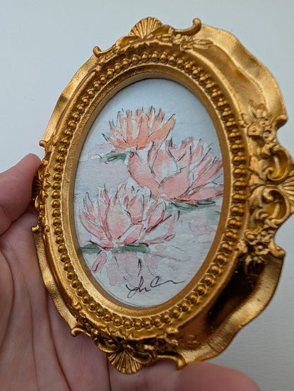 Mini Day Lily Painting - Original Watercolor Art by Lora Cavallin