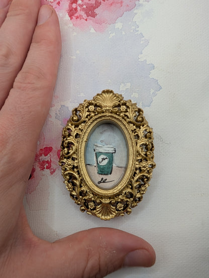 Mini Coffee Painting - Original Watercolor Art by Lora Cavallin