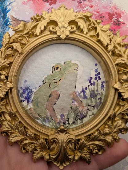 Mini Frog Painting - Original Watercolor Art by Lora Cavallin