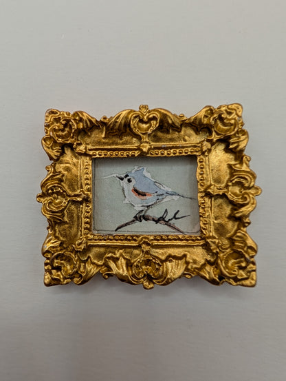 Mini Tufted Titmouse Bird Painting - Original Watercolor Art by Lora Cavallin