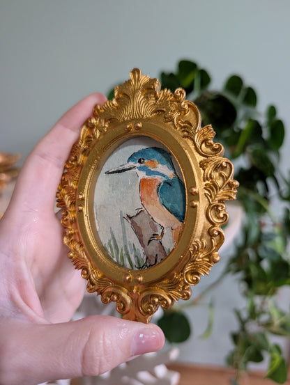 Mini Kingfisher Painting - Original Watercolor Art by Lora Cavallin