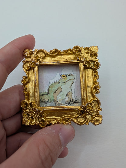 Mini Frog Painting - Original Watercolor Art by Lora Cavallin