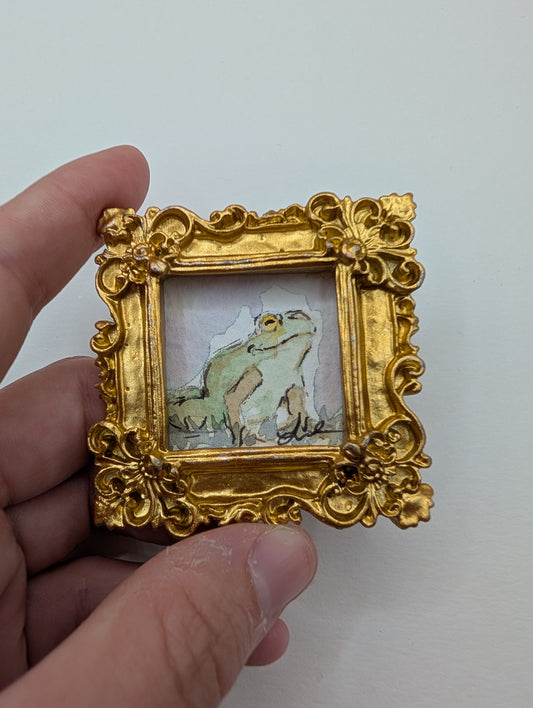 Mini Frog Painting - Original Watercolor Art by Lora Cavallin