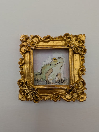 Mini Frog Painting - Original Watercolor Art by Lora Cavallin