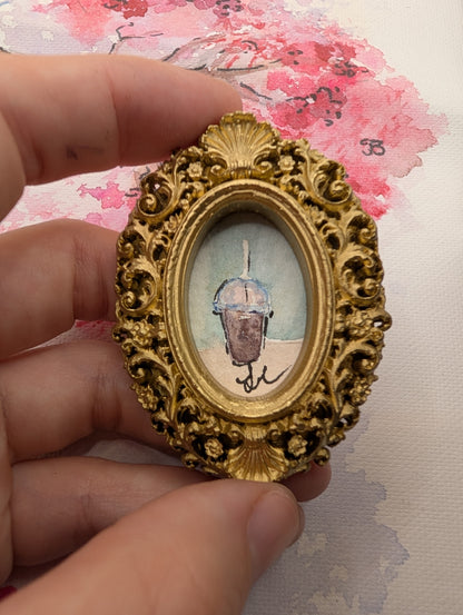 Mini Frozen Drink Painting - Original Watercolor Art by Lora Cavallin