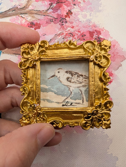 Mini Sandpiper Painting - Original Watercolor Art by Lora Cavallin