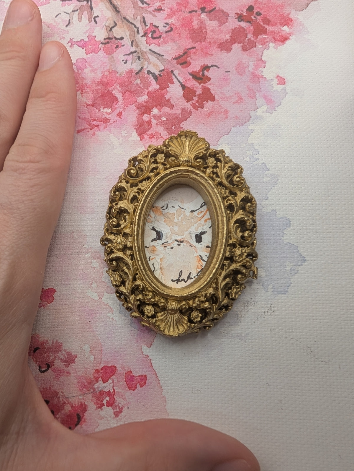 Mini Ostrich Painting - Original Watercolor Art by Lora Cavallin