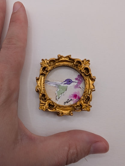 Mini Hummingbird Painting - Original Watercolor Art by Lora Cavallin