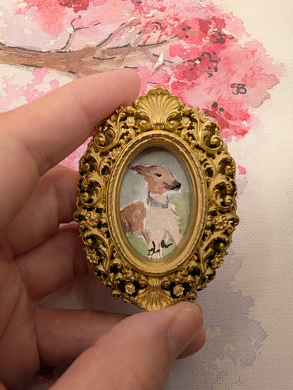 Mini Whippet Painting - Original Watercolor Art by Lora Cavallin