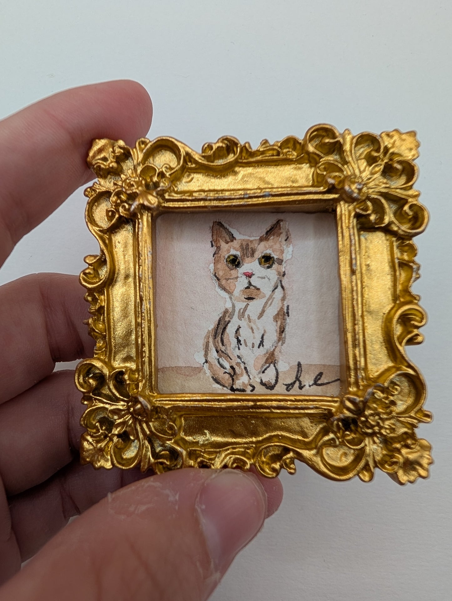 Mini Cat Painting - Original Watercolor Art by Lora Cavallin