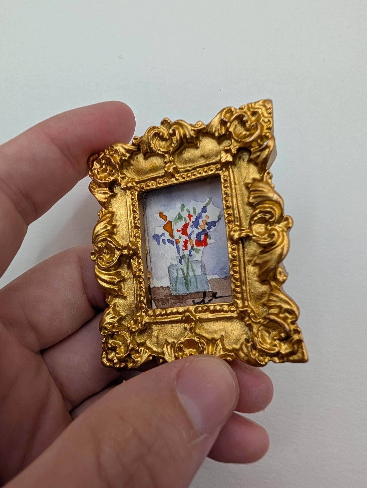 Mini Vase of Flowers Painting - Original Watercolor Art by Lora Cavallin