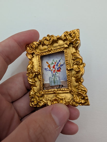 Mini Vase of Flowers Painting - Original Watercolor Art by Lora Cavallin