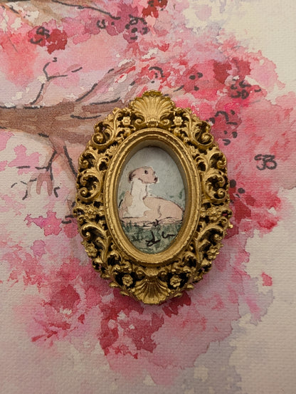Mini Whippet Painting - Original Watercolor Art by Lora Cavallin