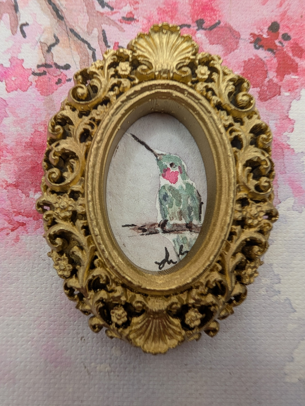 Mini Hummingbird Painting - Original Watercolor Art by Lora Cavallin