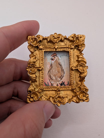 Mini Rooster Painting - Original Watercolor Art by Lora Cavallin