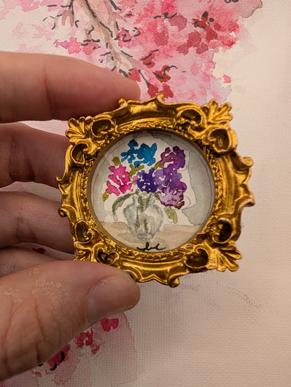 Mini Vase of Flowers Painting - Original Watercolor Art by Lora Cavallin