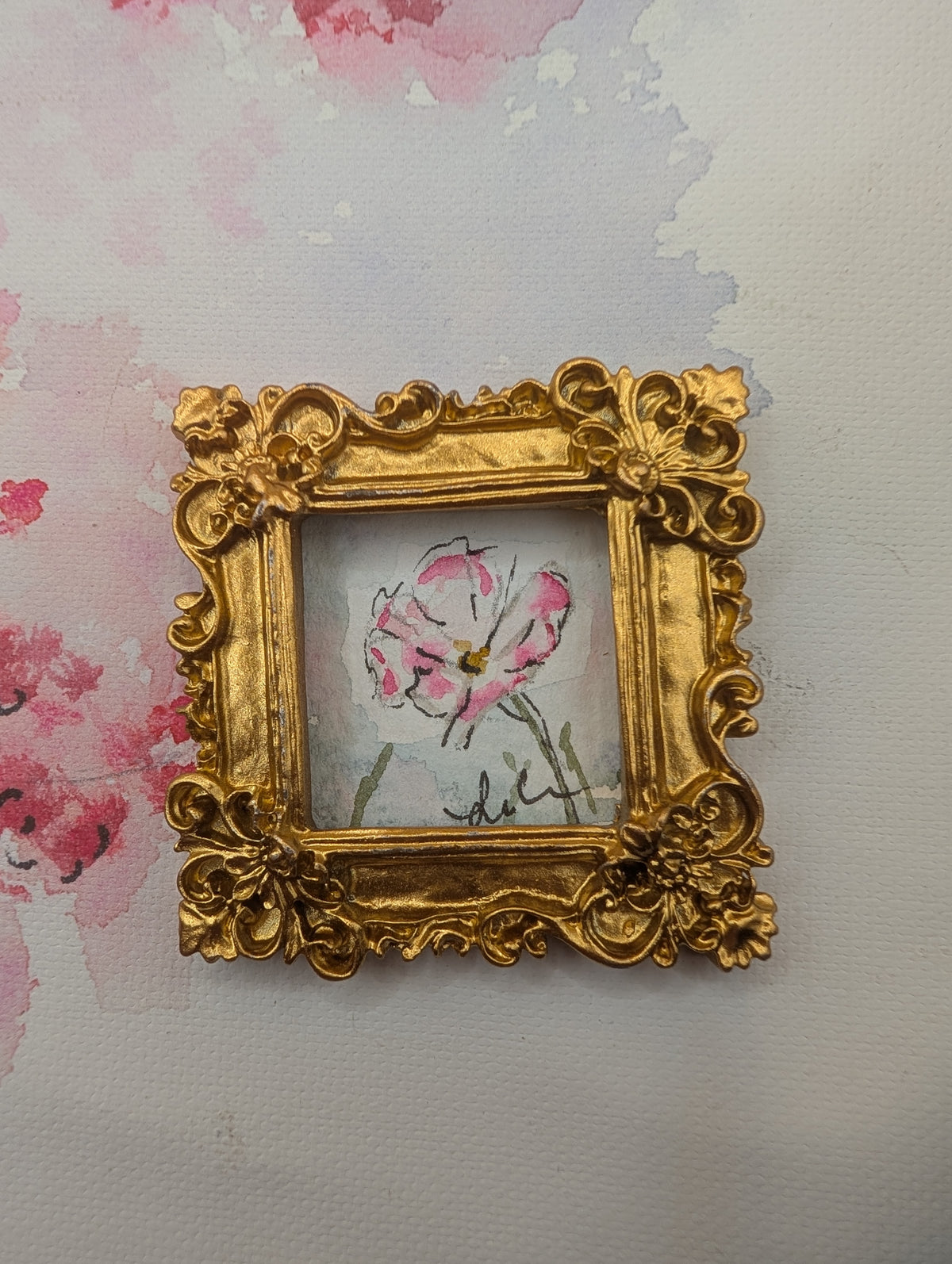 Mini Loose Flower Painting - Original Watercolor Art by Lora Cavallin