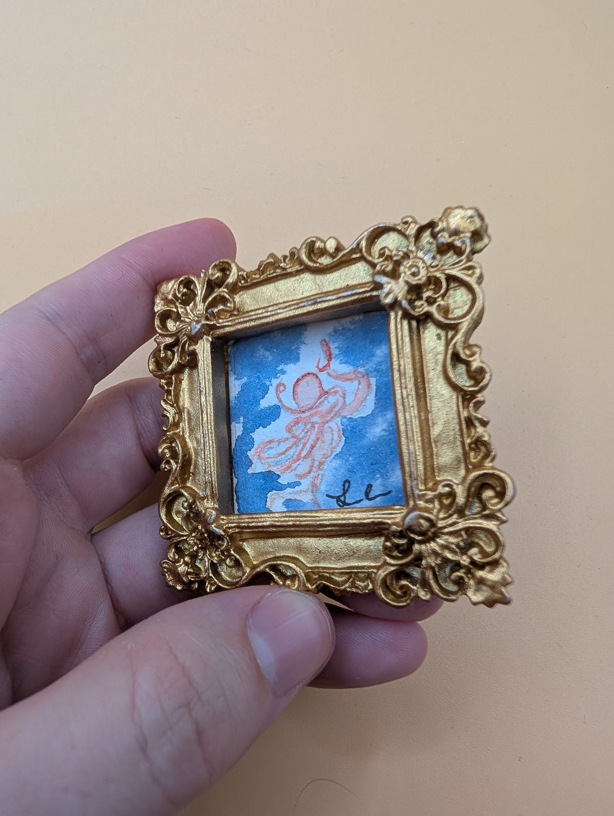 Mini Octopus Painting - Original Watercolor Art by Lora Cavallin