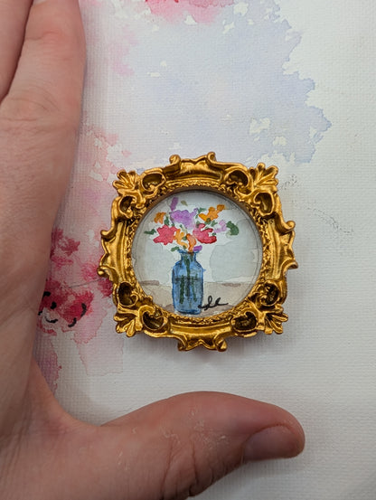 Mini Vase of Flowers Painting - Original Watercolor Art by Lora Cavallin