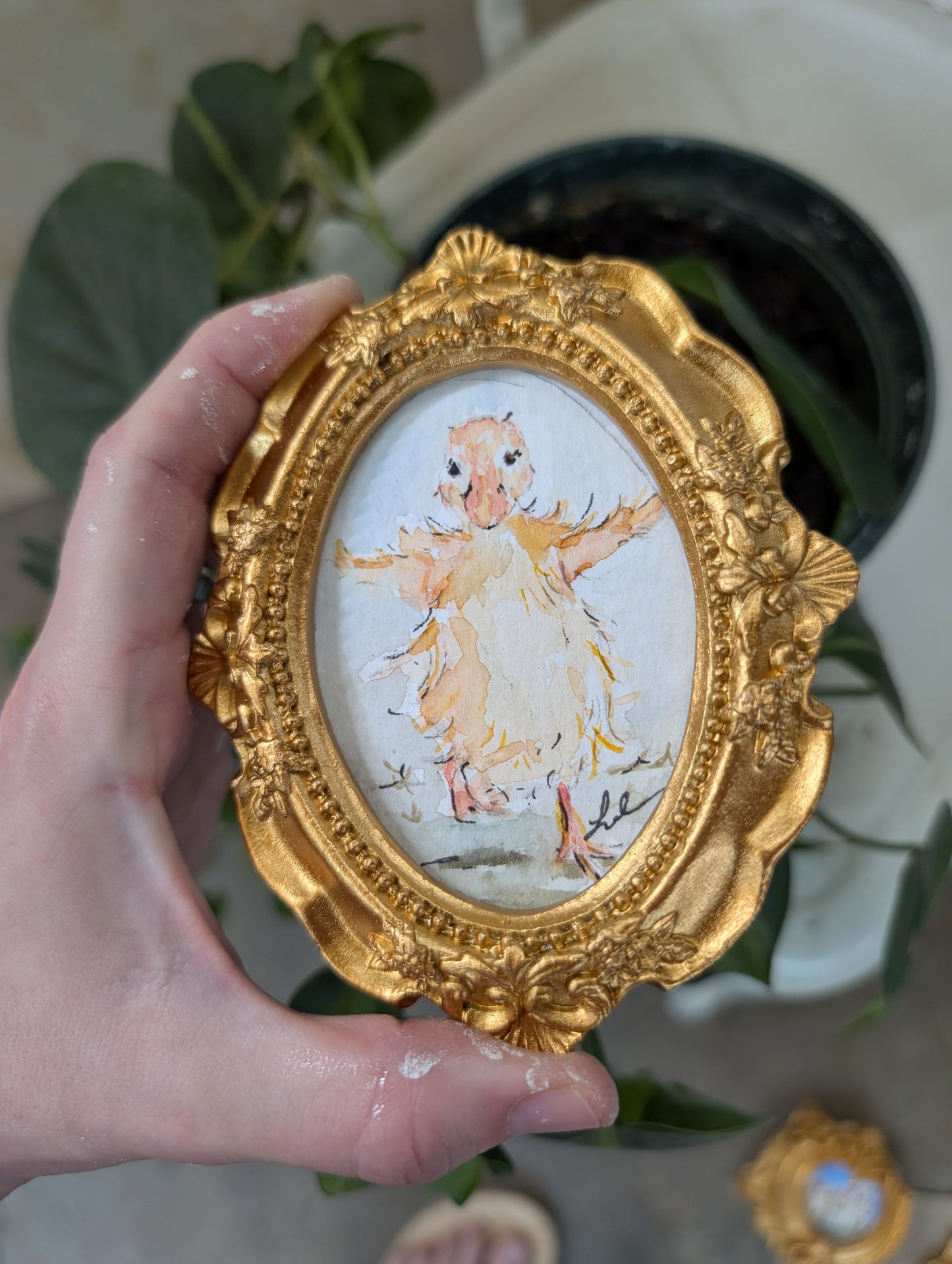 Mini Duck Painting - Original Watercolor Art by Lora Cavallin