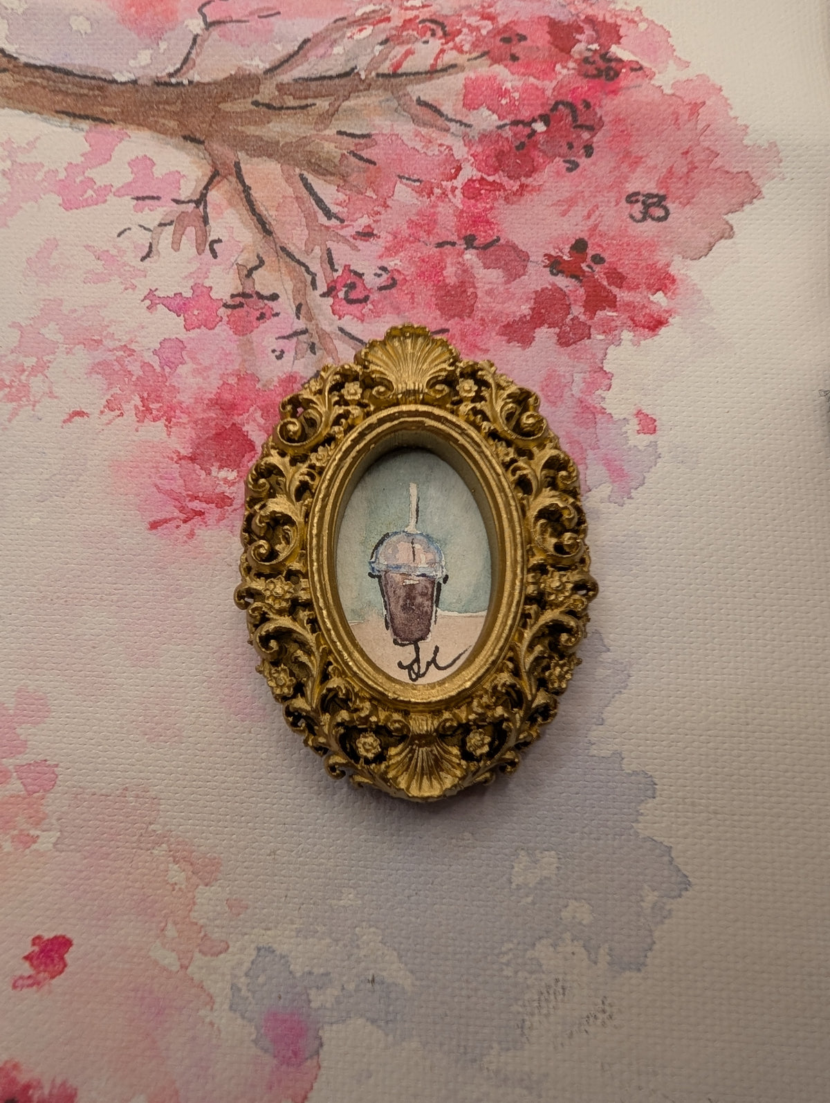 Mini Frozen Drink Painting - Original Watercolor Art by Lora Cavallin