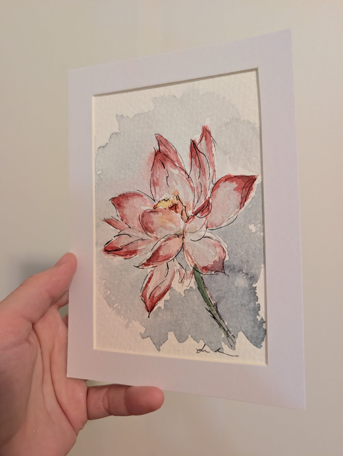 Floral Watercolor Painting - 4 x 6" - No Frame, Comes with Mat - Original Art by Lora Cavallin