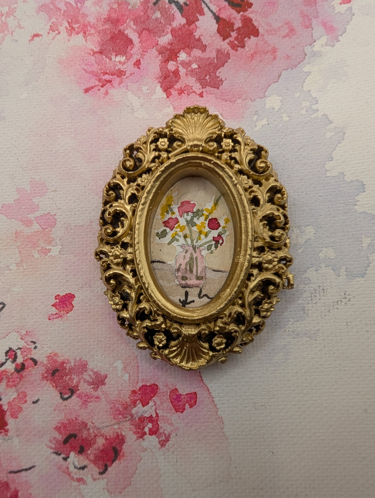 Mini Vase of Flowers Painting - Original Watercolor Art by Lora Cavallin