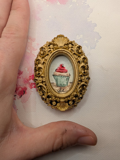Mini Cupcake Painting - Original Watercolor Art by Lora Cavallin