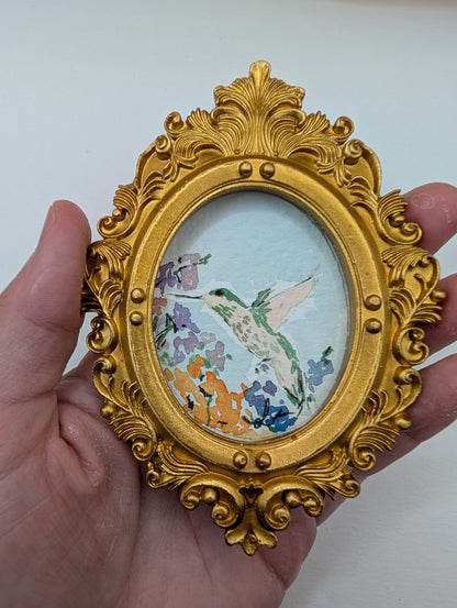 Mini Hummingbird Painting - Original Watercolor Art by Lora Cavallin