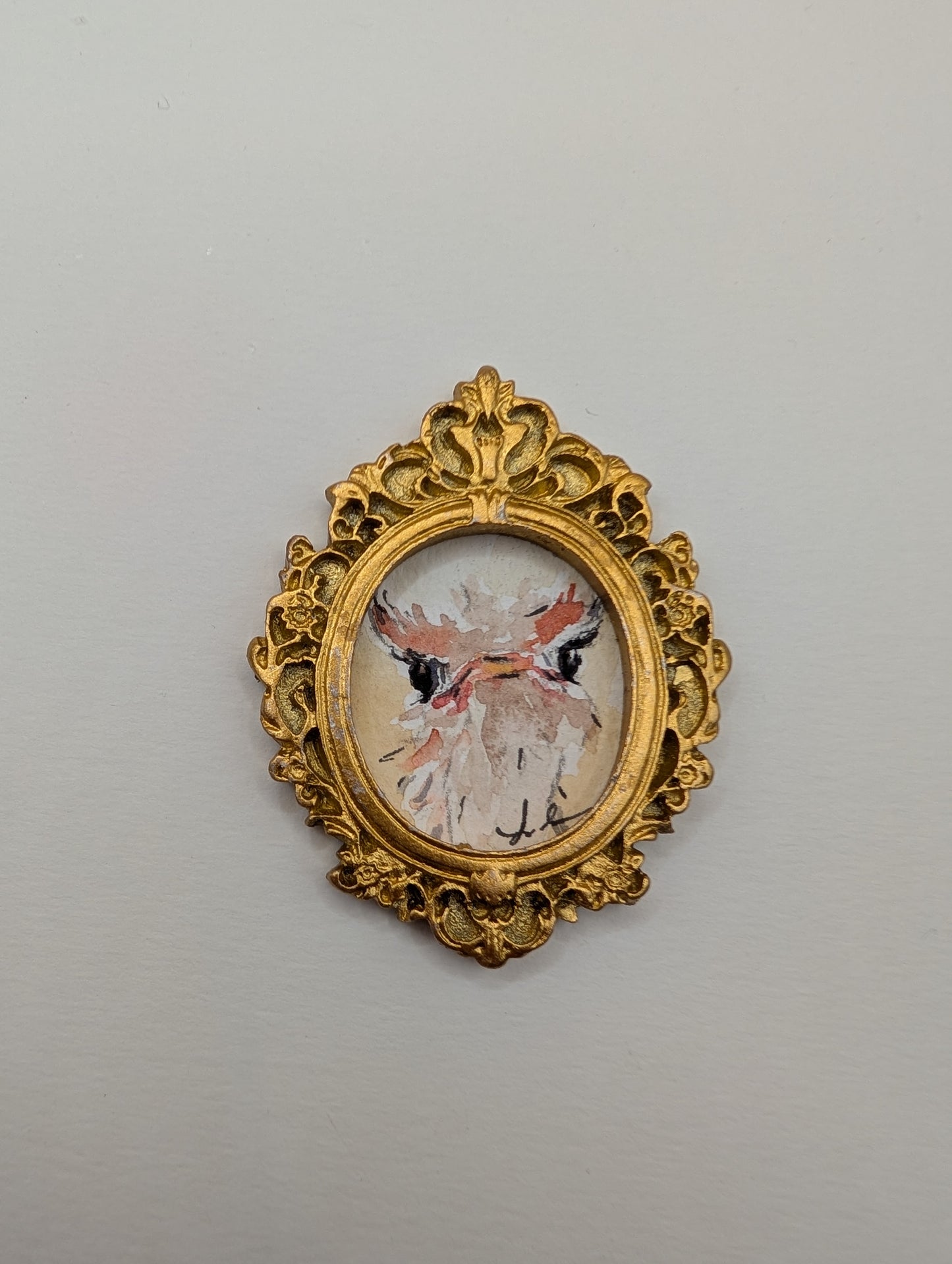 Mini Ostrich Painting - Original Watercolor Art by Lora Cavallin
