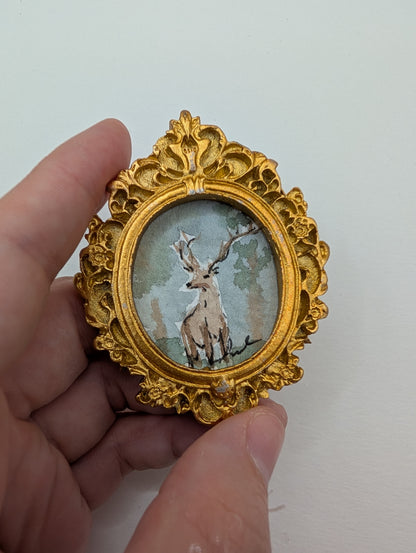 Mini Deer Painting - Original Watercolor Art by Lora Cavallin