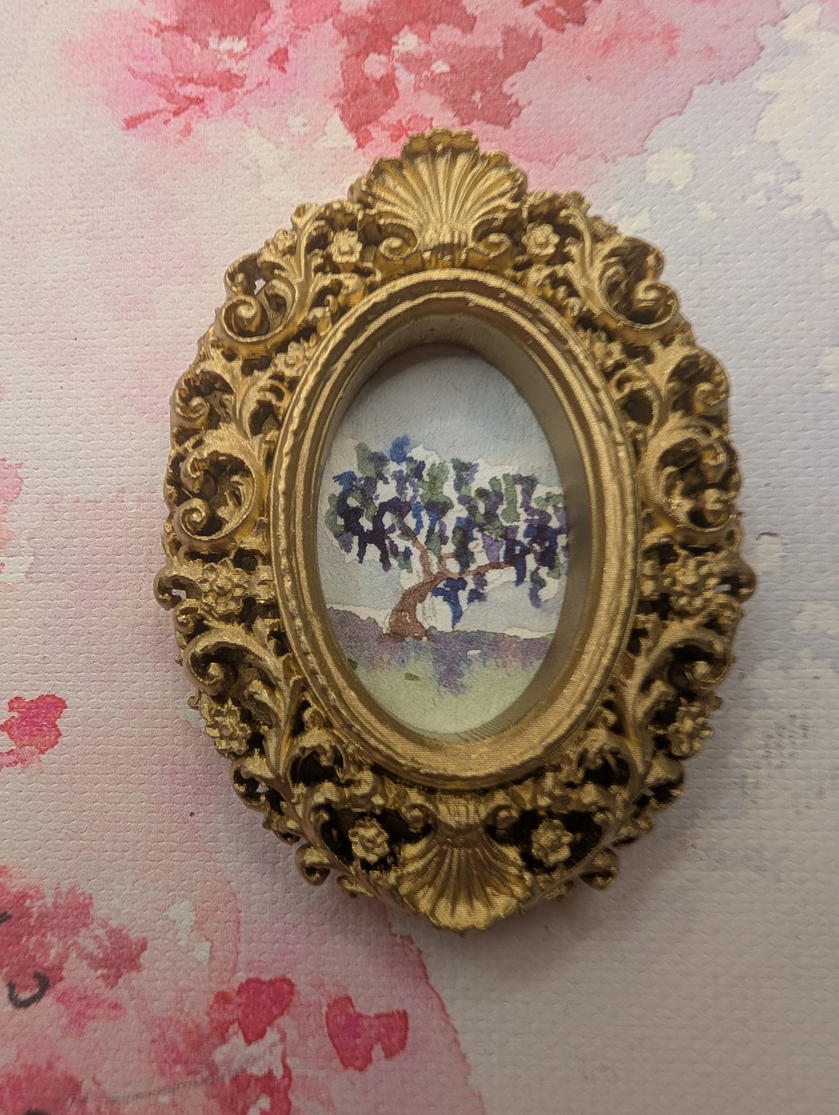 Mini Wisteria Tree Painting - Original Watercolor Art by Lora Cavallin
