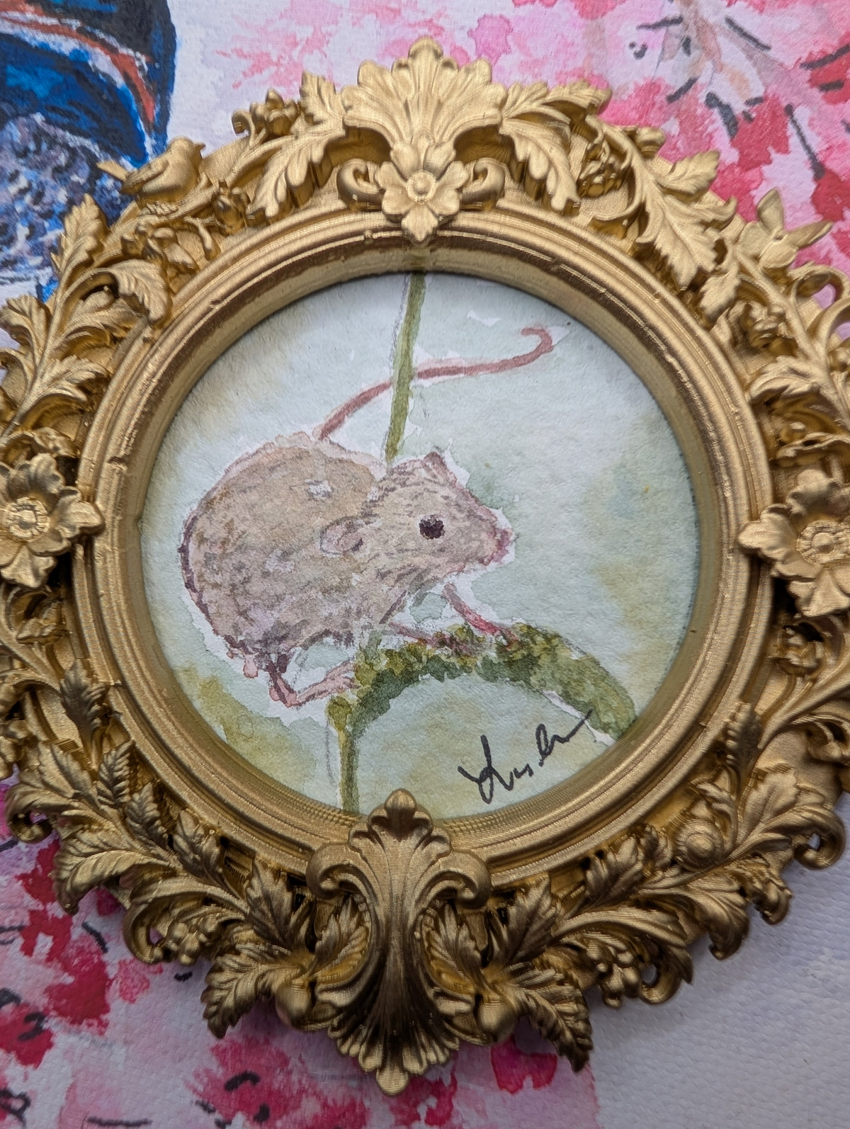Mini Mouse Painting - Original Watercolor Art by Lora Cavallin