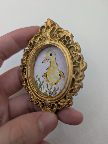 Mini Baby Duck Painting - Original Watercolor Art by Lora Cavallin