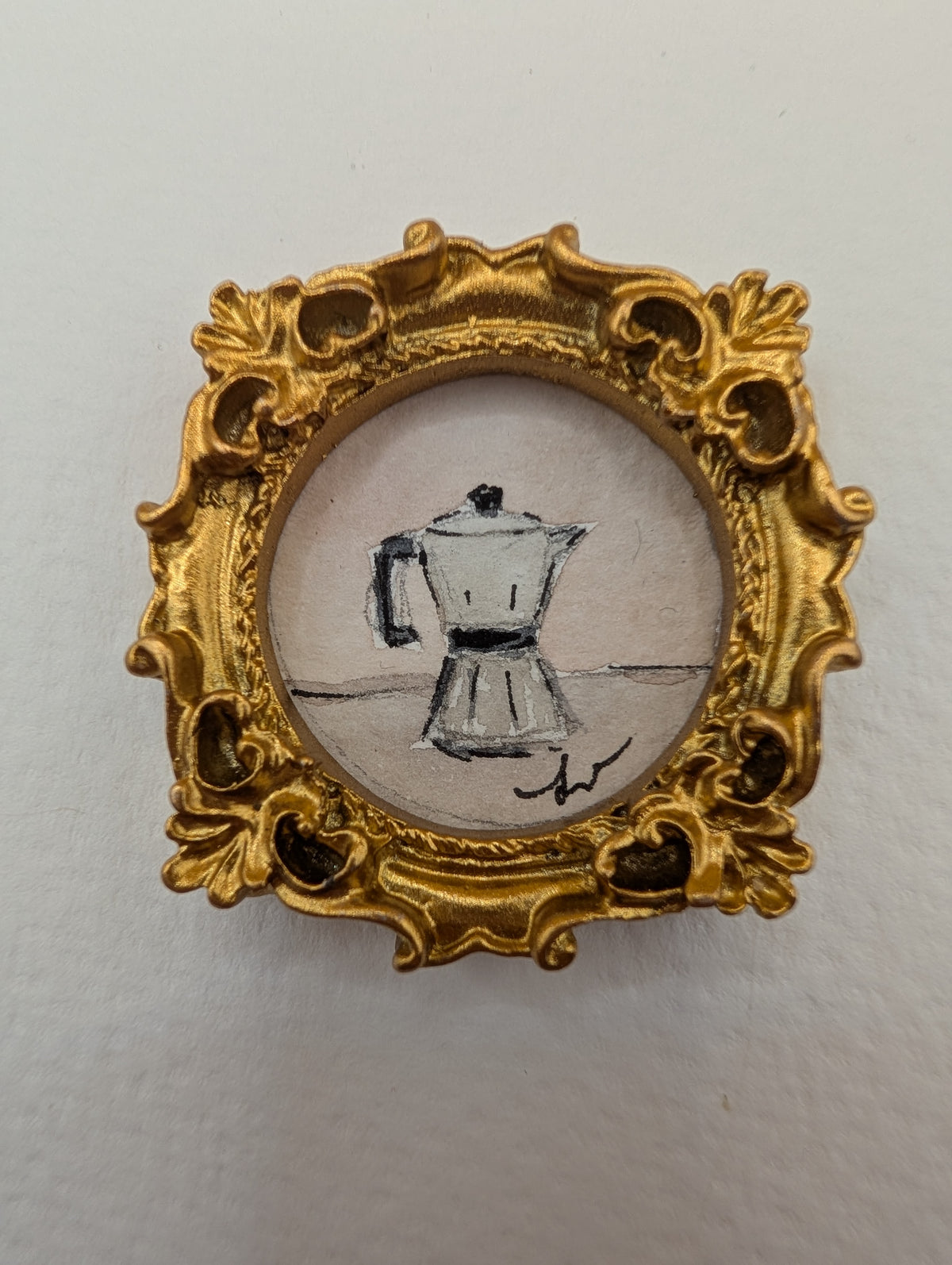 Mini Moka Coffee Pot Painting - Original Watercolor Art by Lora Cavallin