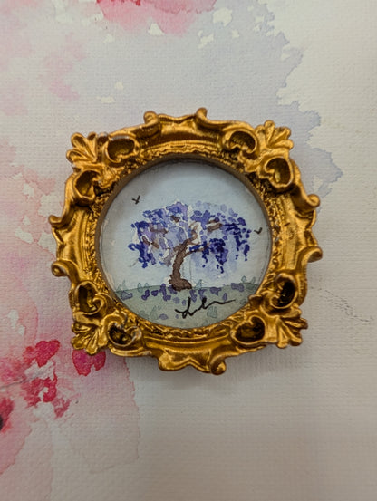 Mini Wisteria Tree Painting - Original Watercolor Art by Lora Cavallin
