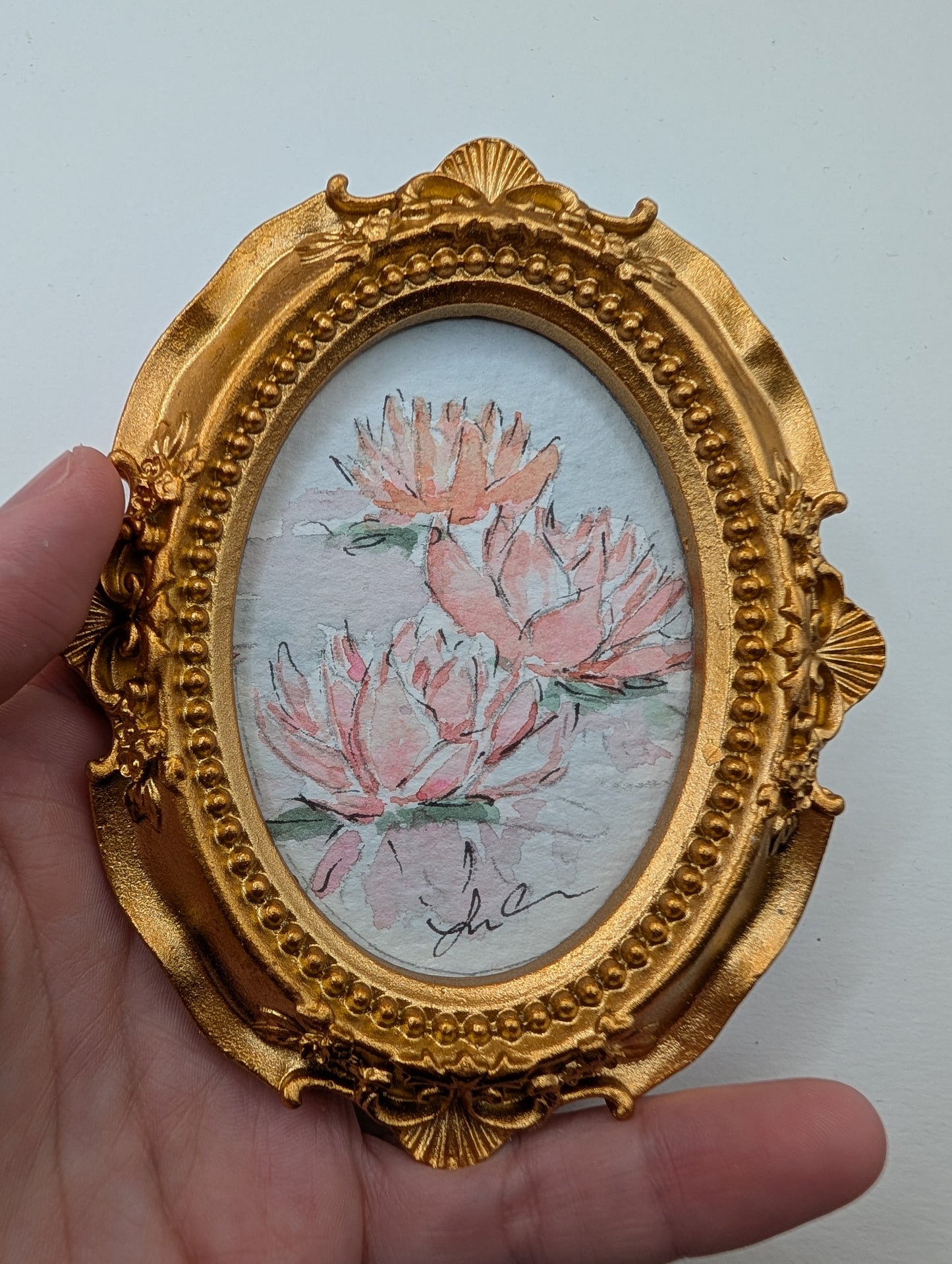 Mini Day Lily Painting - Original Watercolor Art by Lora Cavallin