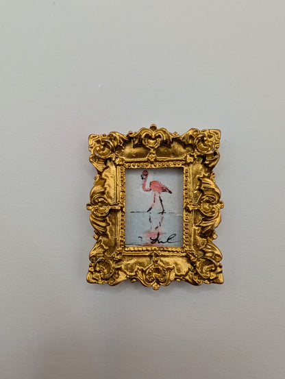 Mini Flamingo Painting - Original Watercolor Art by Lora Cavallin