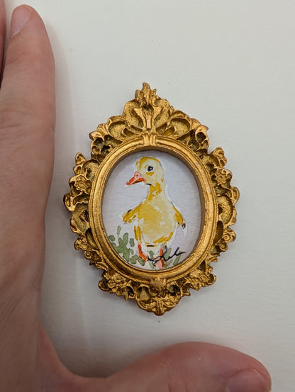 Mini Baby Duck Painting - Original Watercolor Art by Lora Cavallin