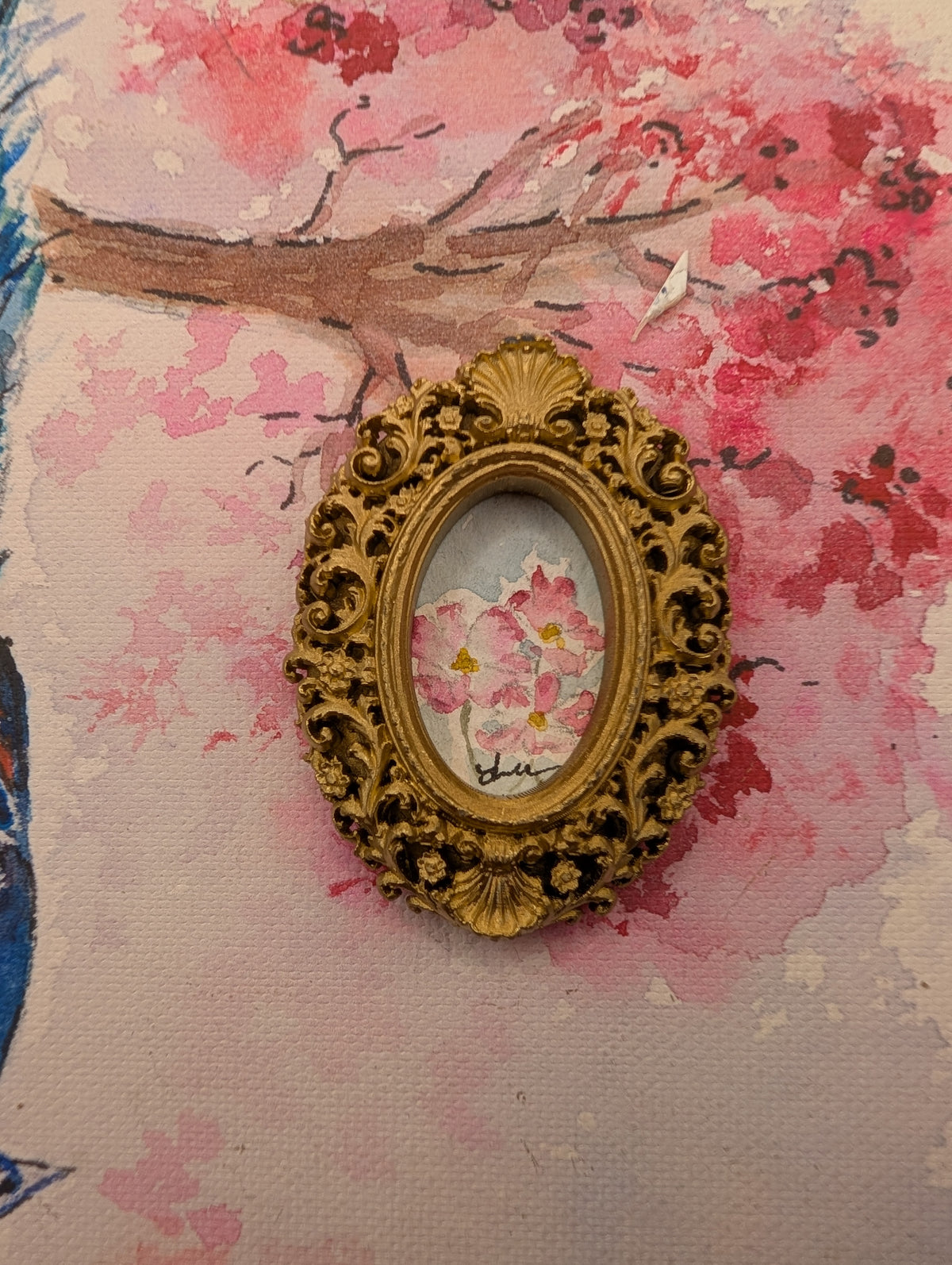 Mini Floral Painting - Original Watercolor Art by Lora Cavallin
