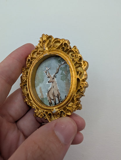 Mini Deer Painting - Original Watercolor Art by Lora Cavallin