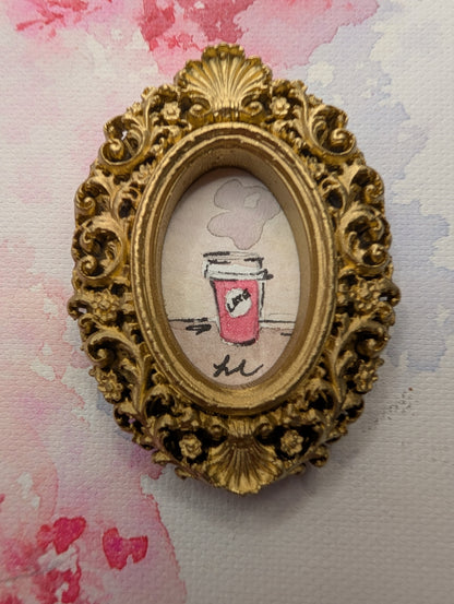 Mini Coffee Painting - Original Watercolor Art by Lora Cavallin